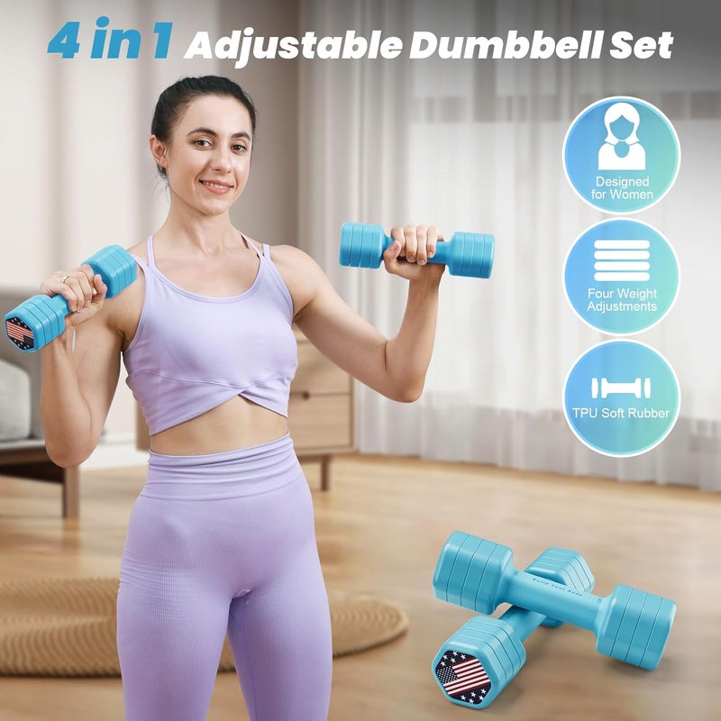 Zempox Adjustable Dumbbell Set of 2, 4 in 1 Hand Weights for Women at Home, 5 lb Weights Dumbbells set of 2, Each 2lb 3lb 4lb 5lb with TPU Soft Rubber Handle for Home Gym Exercise Training - Image 2